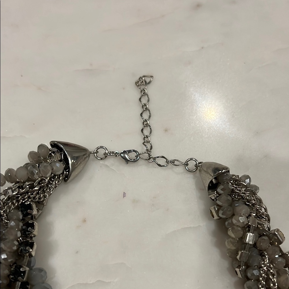 Gray Chunky Multi-Strand Necklace - image 3